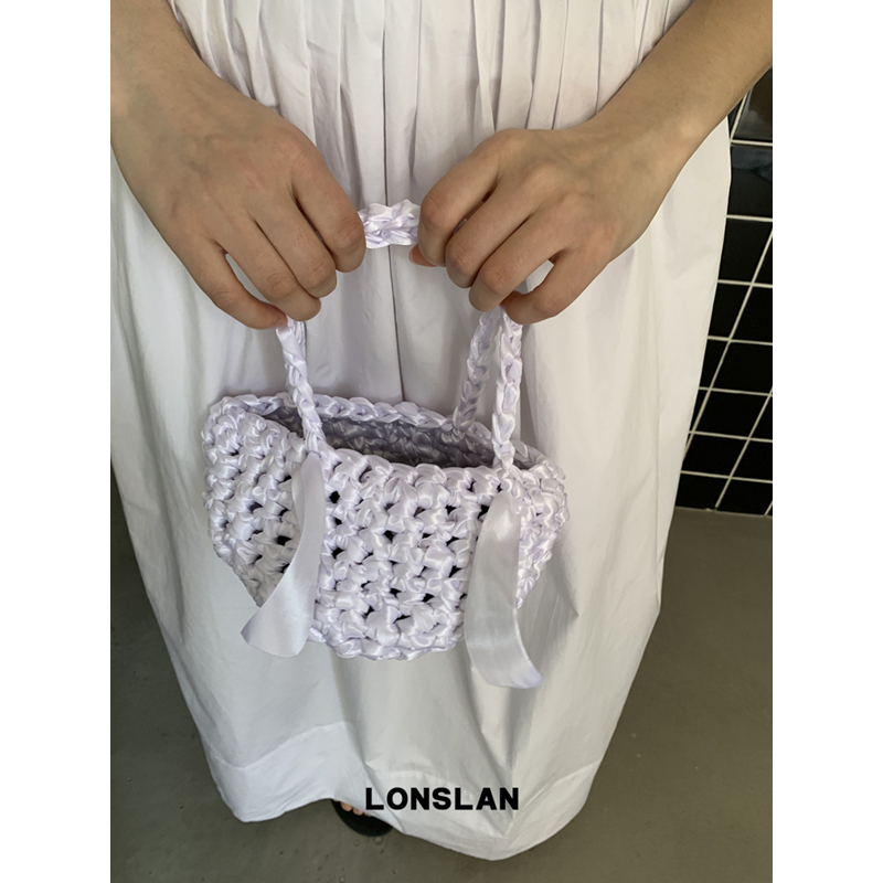 Lonslan BAG 2025春夏设计感丝带编织单肩水桶包手提包包