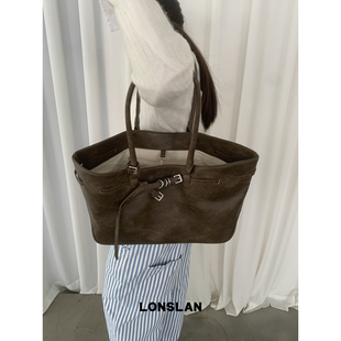 Lonslan 2025NEW早秋复古皮带扣设计大容量通勤腋下单肩包 BAG