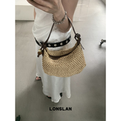 2025NEW简约时尚 Lonslan BAG 草编大容量圆球单肩手提包包女