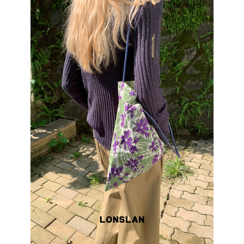 LONSLAN BAG 26秋冬小众印花帆布森系包高级感大容量通勤包碎花包
