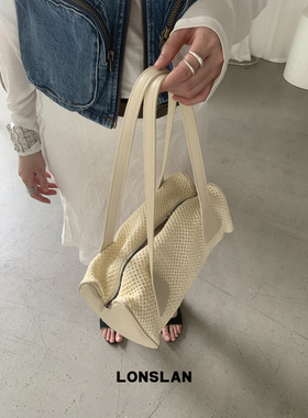 Lonslan BAG 2025韩系简约手提草编大容量托特包春夏搭配单肩包