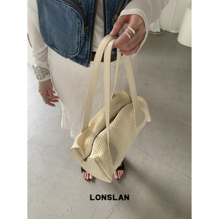 Lonslan 2025韩系简约手提草编大容量托特包春夏搭配单肩包 BAG