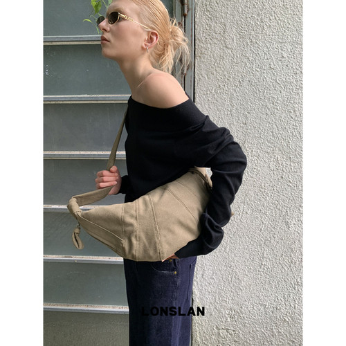 Lonslan BAG 2025NEW早秋布艺简约百搭大容量配小包挂件斜挎包