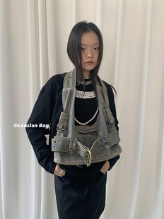 新款 2024春季 小众牛仔宽肩带皮带扣单肩斜跨包包女 BAG Lonslan