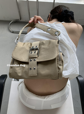 Lonslan BAG 23SUMER NEW小众设计皮带扣宽肩带单肩斜跨腋下包女