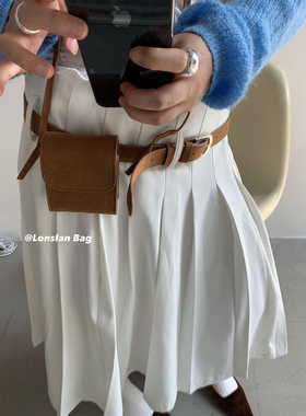 Lonslan BAG 2024秋季新款小众磨砂设计一包多用mini翻盖皮带腰包