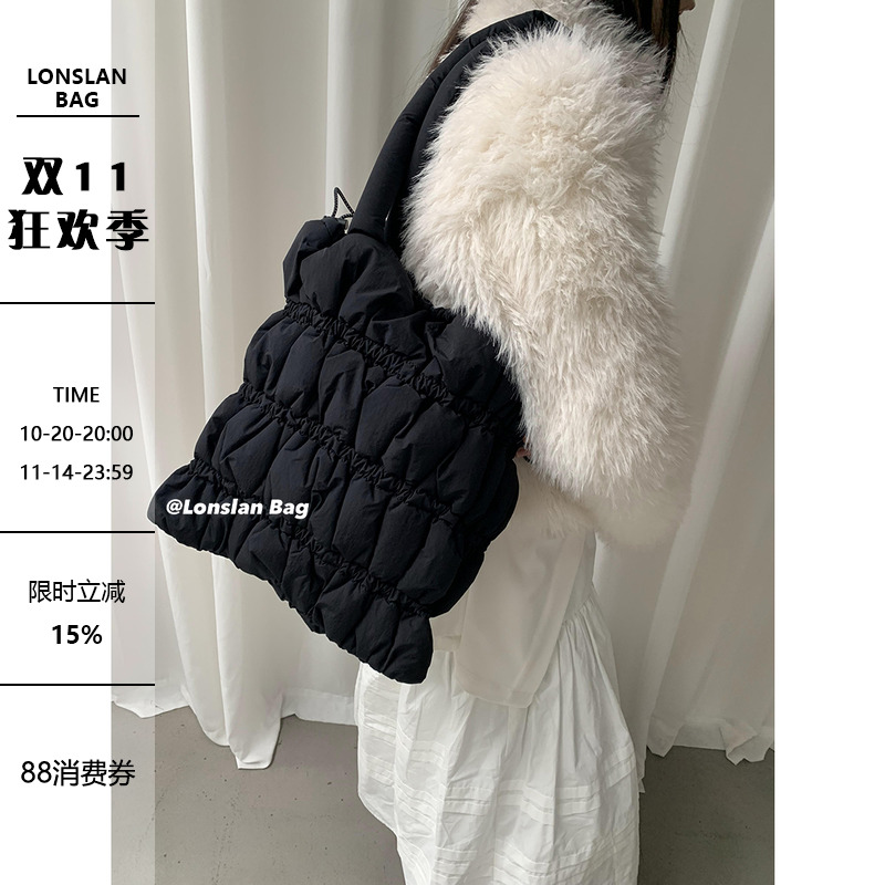 LonslanBAG冬季新款褶皱单肩包