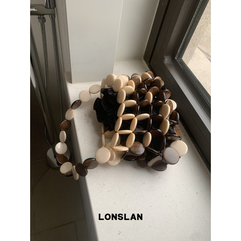 Lonslan BAG 2026春夏设计感手工编织手提串珠镂空小费包mini包图片