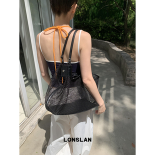 Lonslan 2025设计感沙滩网格镂空通勤度假包 BAG