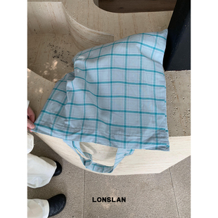 文艺格子单肩手提包包女大容量通勤布包 2024新款 Lonslan BAG