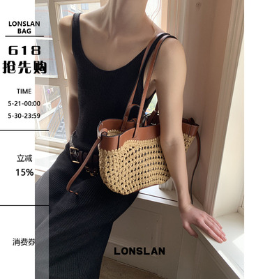 Lonslan Bag 2026新款复古百搭编织翅膀包手工钩织草包单肩包