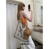 Lonslan 出片度假大容量手工麻布编织单肩斜挎包 NEW BAG 2025