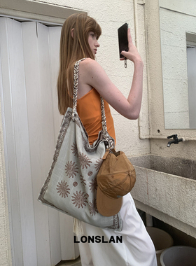 Lonslan BAG 2025  NEW  出片度假大容量手工麻布编织单肩斜挎包