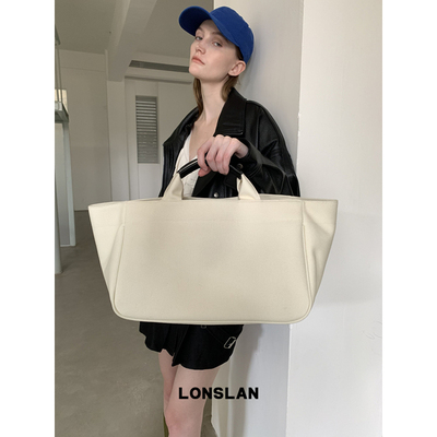 Lonslan BAG 2025NEW时尚极简百搭帆布质感大容量通勤手提包
