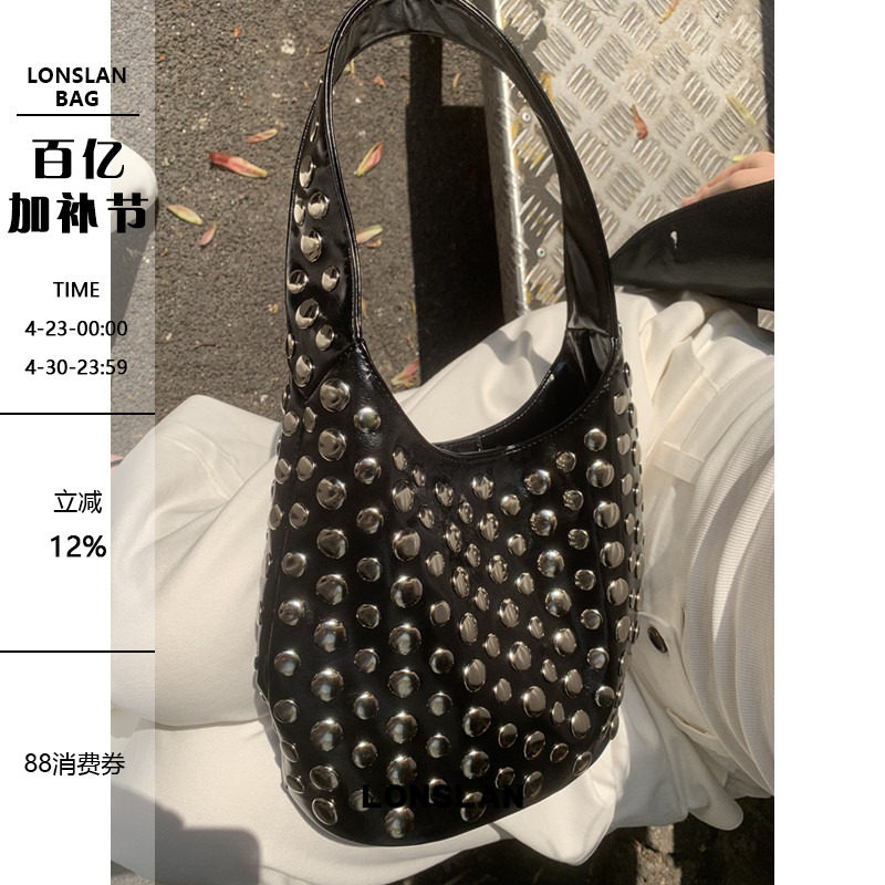 Lonslan BAG 2025时尚休闲小圆点柳丁设计手提包