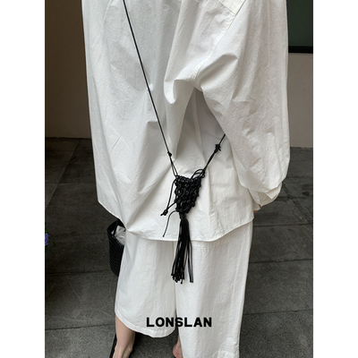Lonslan BAG 2026春夏设计感mini串珠流苏编织项链包时尚斜挎包
