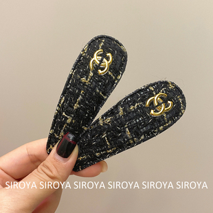 韩国东大门发夹女洋气侧边夹头饰粗花呢小香风格 纹布艺BB夹刘海夹