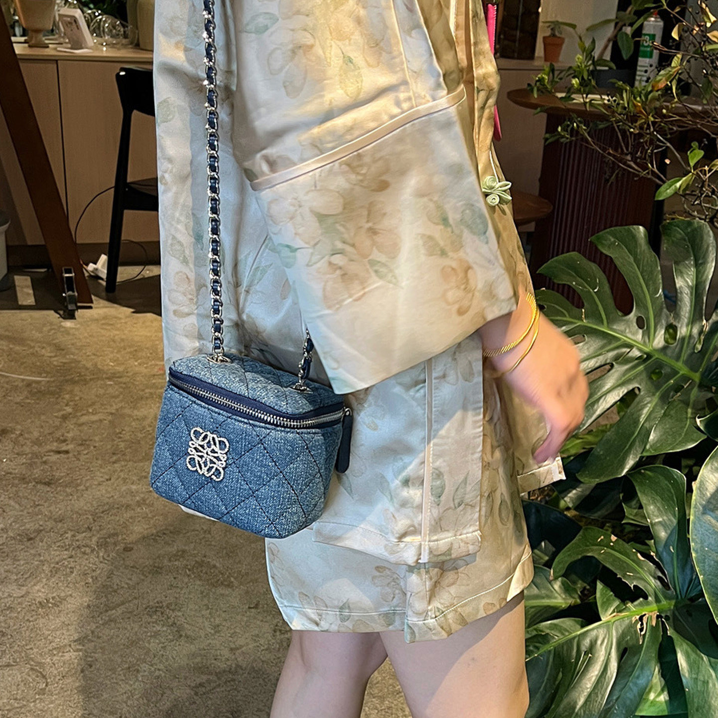 迷你牛仔化妆盒包百搭单肩小方包