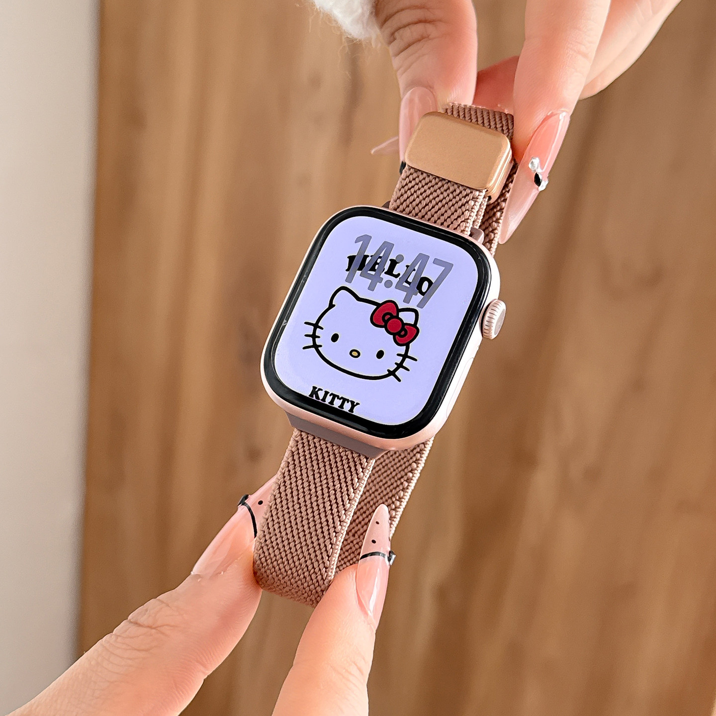 适用苹果S11手表带细款磁吸iwatch10手表带46mm尼龙applewatch11/10/9秋冬男生S8时尚女款新款SE平纹腕带智能