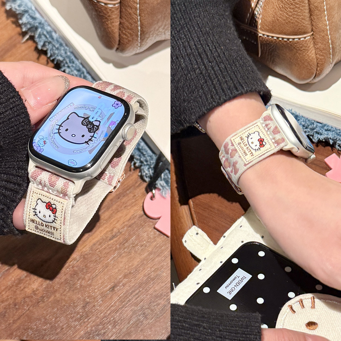 iwatch11豹纹凯蒂尼龙弹力表带
