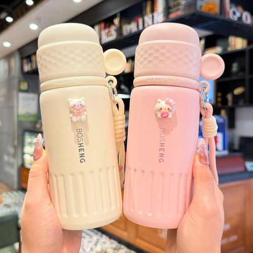 双饮保温杯316不锈钢带盖水壶女