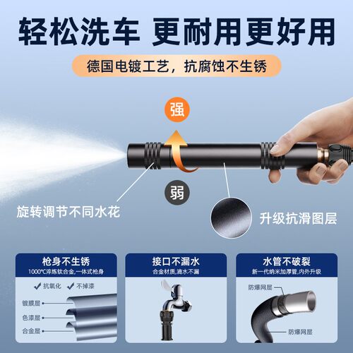 劲捷升级款高压洗车水枪增压伸缩管多功能收纳强力洗地面浇花水管