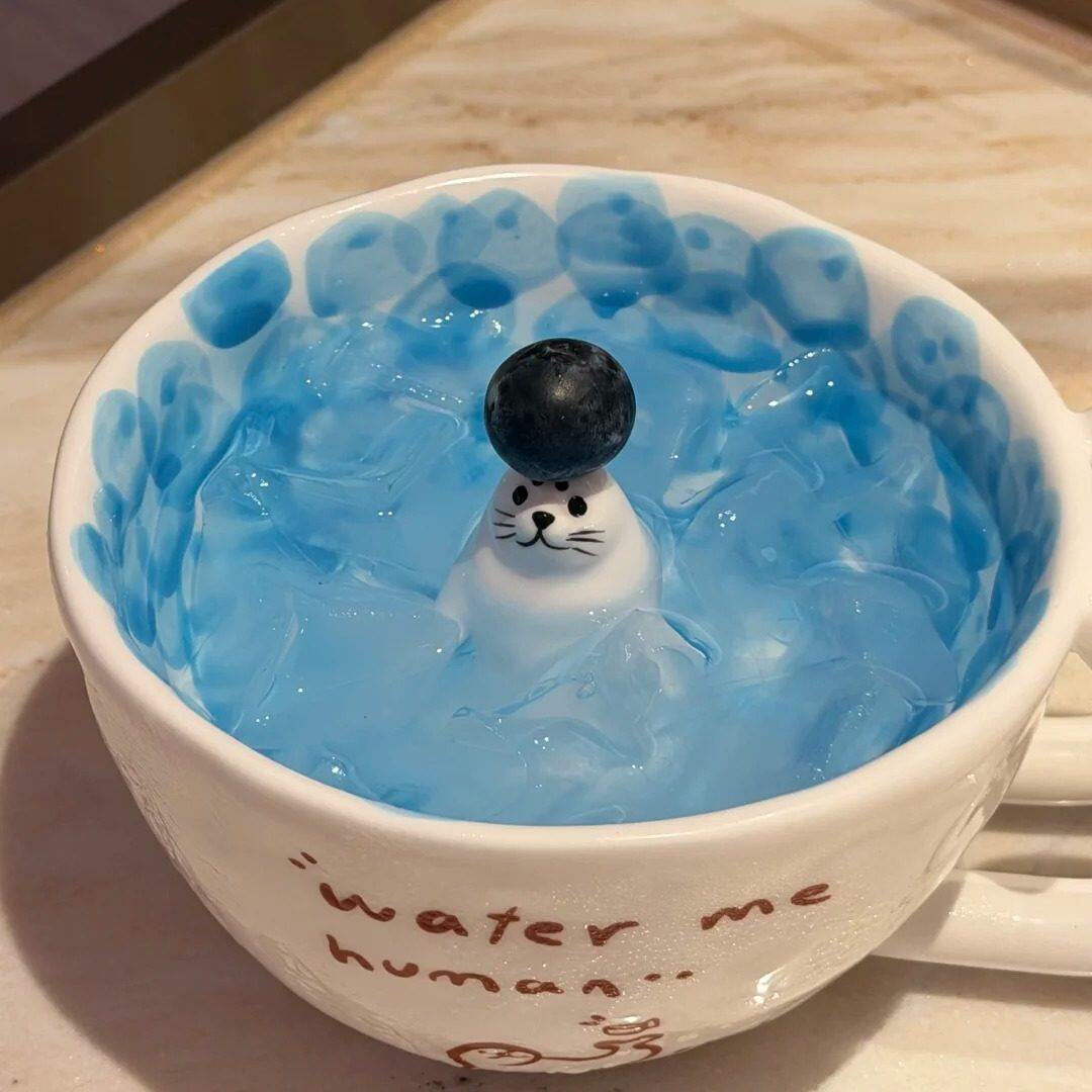 卡通海豹咖啡杯陶瓷马克杯