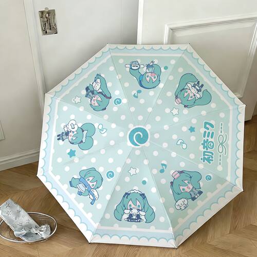 初音未来系列周边晴雨伞二次元动漫波点音符防晒伞自动晴雨两用伞