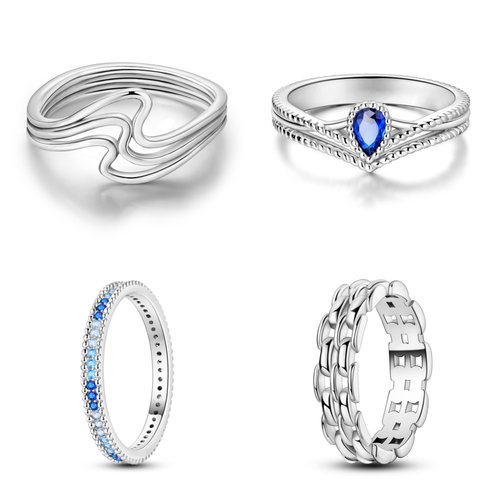 欧式时尚款潘家风格白铜镀银系列戒指戒圈原创设计表链戒指ins风