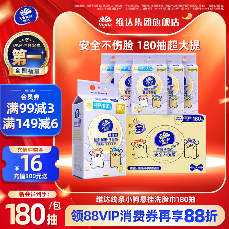 维达线条小狗加厚悬挂洗脸巾图片