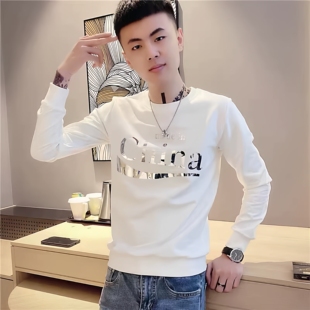 秋冬纯棉卫衣男士韩版修身精神小伙圆领套头加绒保暖卫衣长袖T恤