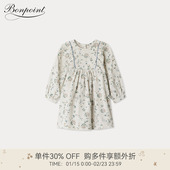 2025秋冬女小童碎花长袖 新品 系扣连身裙Bonpoint童装