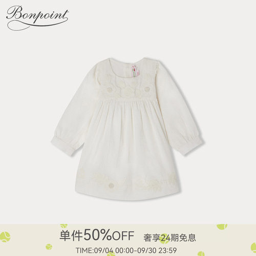 秋冬女小童花卉刺绣连身裙Bonpoint童装重返校园系列