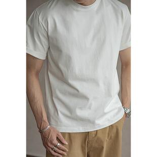 美式 宽松打底衫 复古男潮夏 阿美咔叽300g双纱重磅纯棉T恤短袖 唔刃