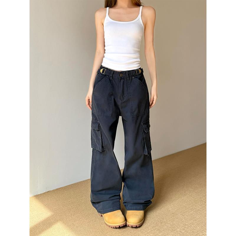 Don Cry 水洗多口袋直筒宽松工装裤男女街头美式复古伞兵休闲裤子