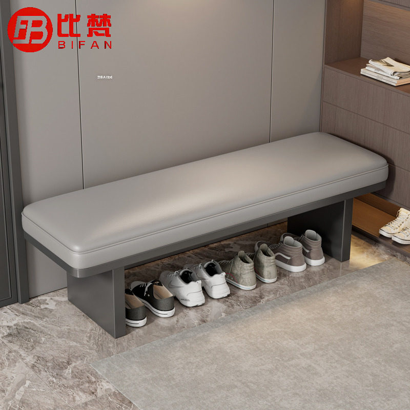 换鞋凳门口家用轻奢高级感入户门玄关穿鞋凳生态真皮软包垫长条凳