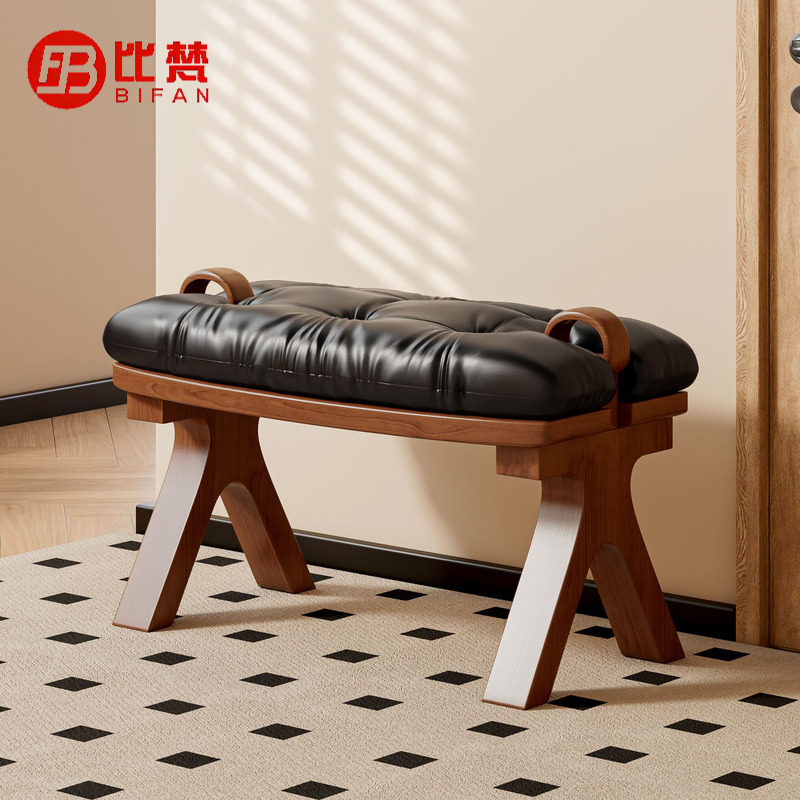 中古风马鞍凳换鞋凳门口家用凳子入户门小矮凳沙发凳卧室床尾凳