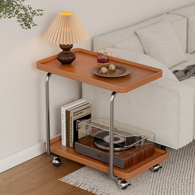 实木可移动小推车阳台边几简约沙发边柜茶几客厅餐厅置物架桌子