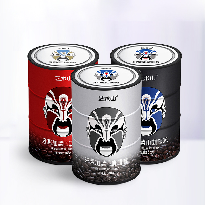 艺术山牙买加蓝山咖啡罐装三合一无蔗糖炭烧学生提神速溶香浓咖啡