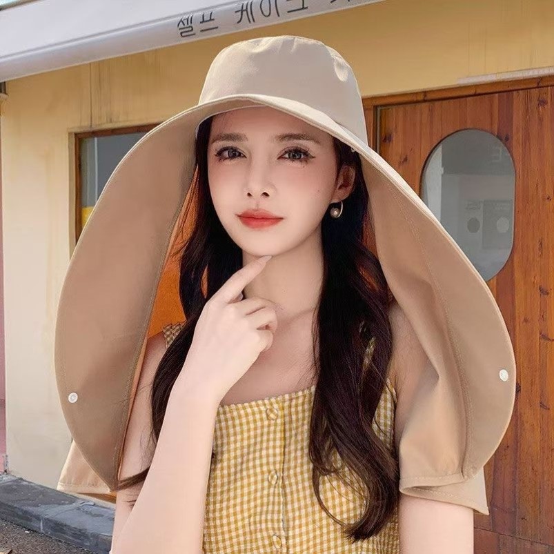 赵露思同款帽子夏季大檐披肩薄款渔夫帽女防晒遮脸护颈遮阳帽太阳