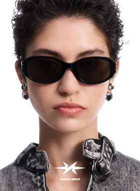 PLASTIC BRAIN复古椭圆猫眼太阳镜防紫外线显脸小板材墨镜女防晒