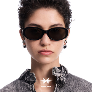 PLASTIC BRAIN复古椭圆猫眼太阳镜防紫外线显脸小板材墨镜女防晒