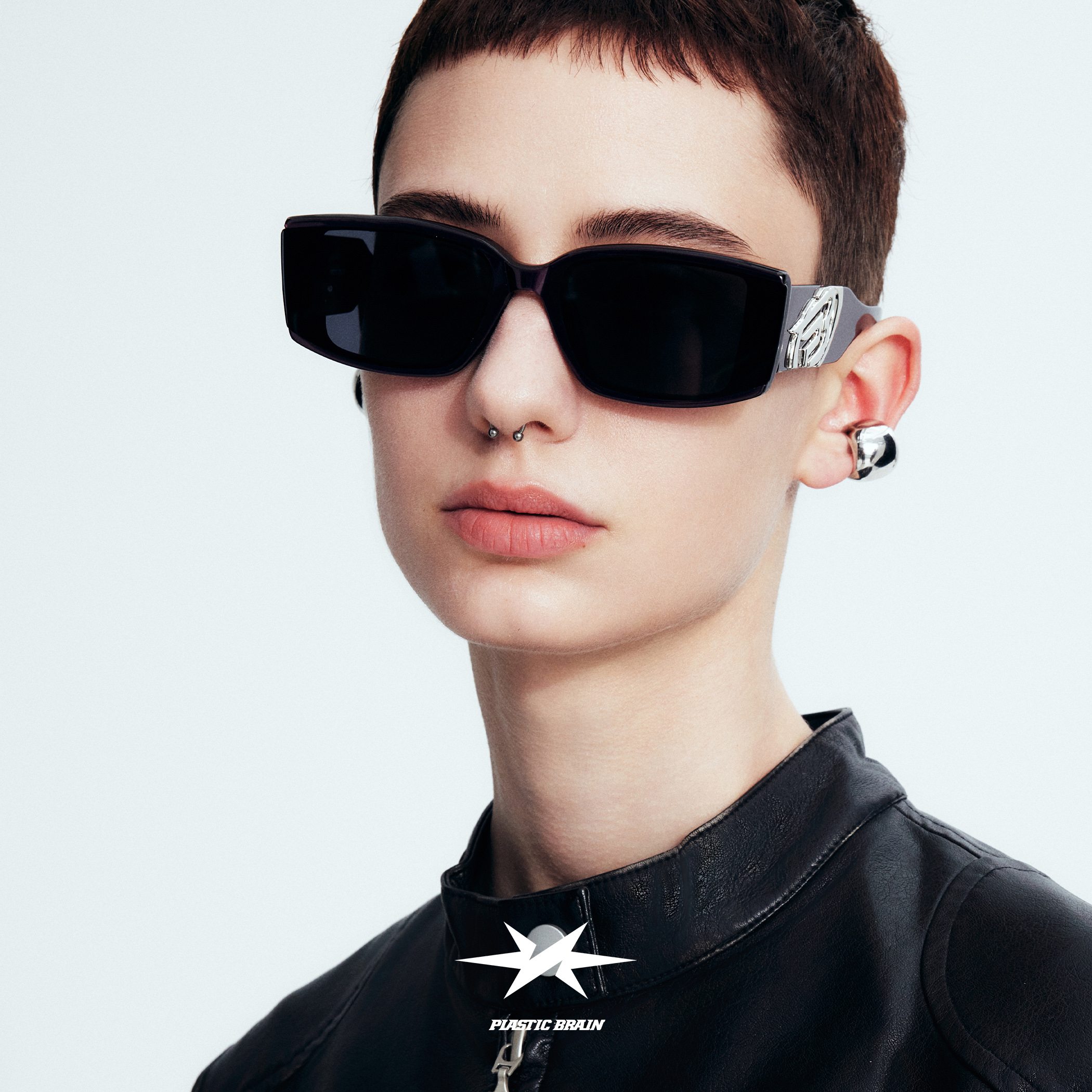 PB塑料脑袋高级感方形猫眼太阳镜