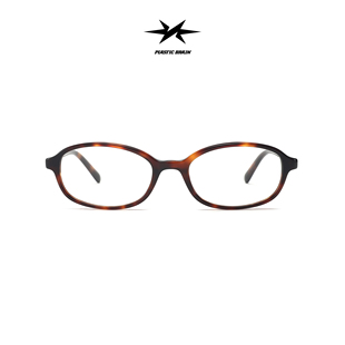 PLASTIC BRAIN超轻玳瑁猫眼老钱风镜框复古书呆子近视镜可配度数