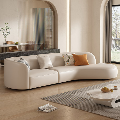 平子集轻奢真皮月亮弧形皮艺沙发