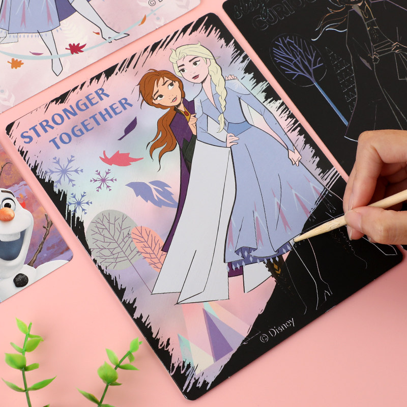 艾莎公主手工diy刮画纸儿童3-5岁6小女孩爱莎冰雪奇缘创意刮刮画
