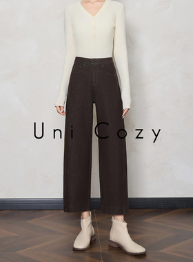 Uni Cozy【梨形之友 口碑神裤】极简舒适显瘦高腰宽松九分牛仔裤