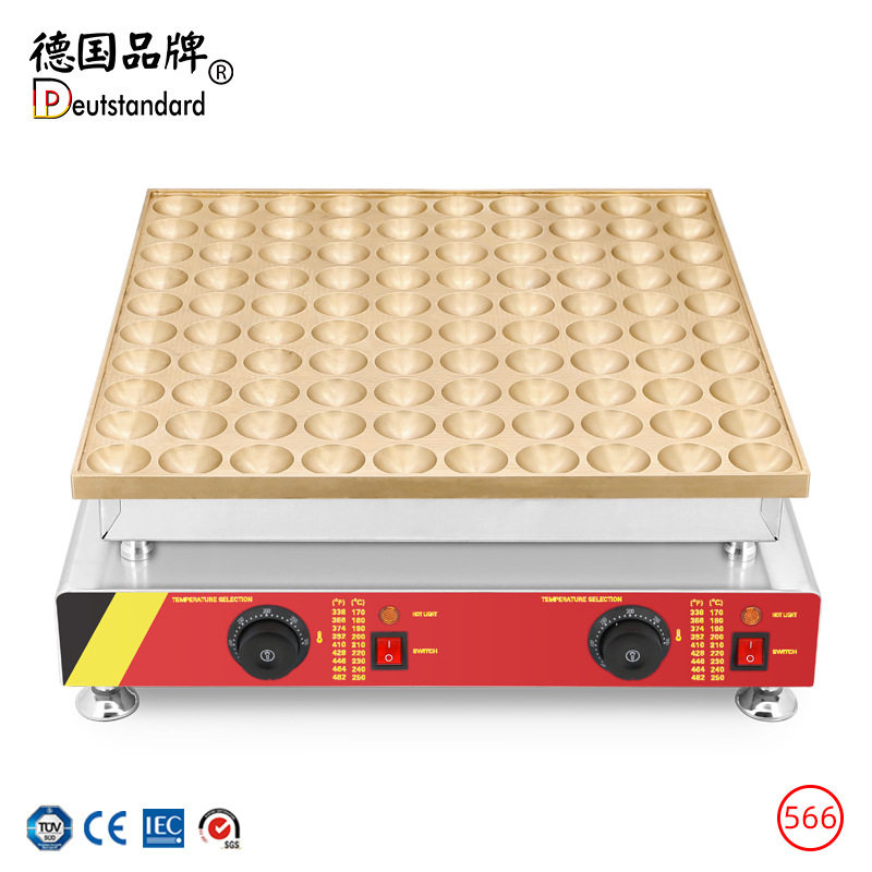 商用松饼设备 牛奶小松饼华夫机器  大金不沾涂层100孔华夫圆饼机