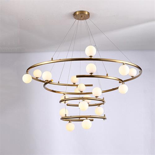 现代简约客厅玻璃圈吊灯北欧楼梯间个性售楼处样板间设计师吊灯