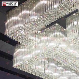 酒店工程燈具大堂大廳燈具會(huì)所長(zhǎng)方形水晶大型燈飾